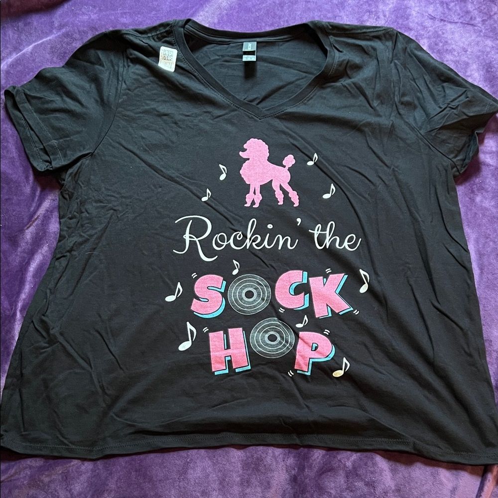 Rockin' the Sock Hop Pink Poodle T-Shirt (Women’s XXL)